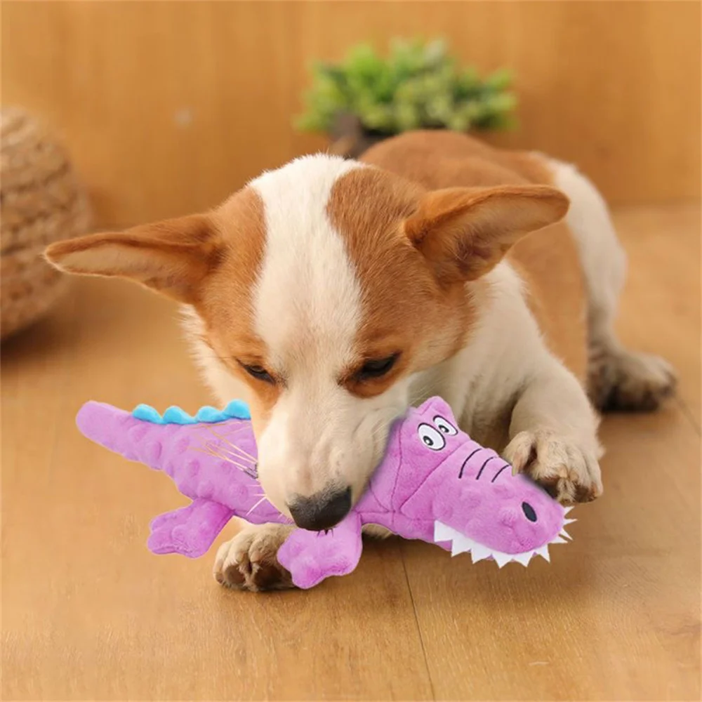 Plush Crocodile Puppy Dog Squeaky Toy for Small Medium Dogs Clean Teeth Pet Chew Toys Maltese Pomeranian mascotas Play Products