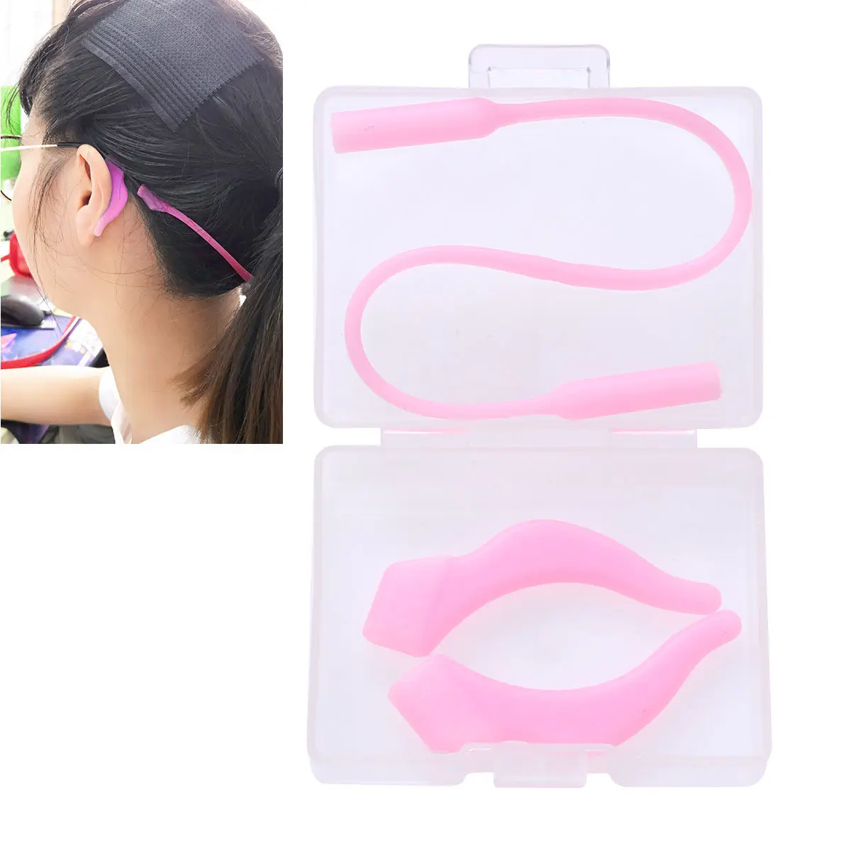 Flexible Silicone Eyeglass Holder Strap with Ear Hook Grips Universal Fit Anti-Slip Glasses Retainer for Sports Exercise Bending