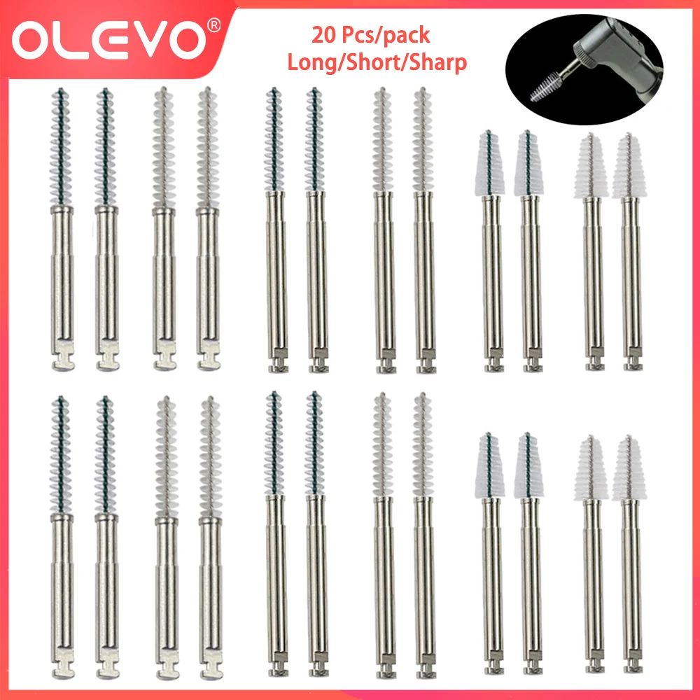 OLEVO 20 Pcs Dental Endodontics Root Canal Cleaning Brush Long Short Sharp Type Nylon Teeth Cleaner Dentistry Laboratory Tools