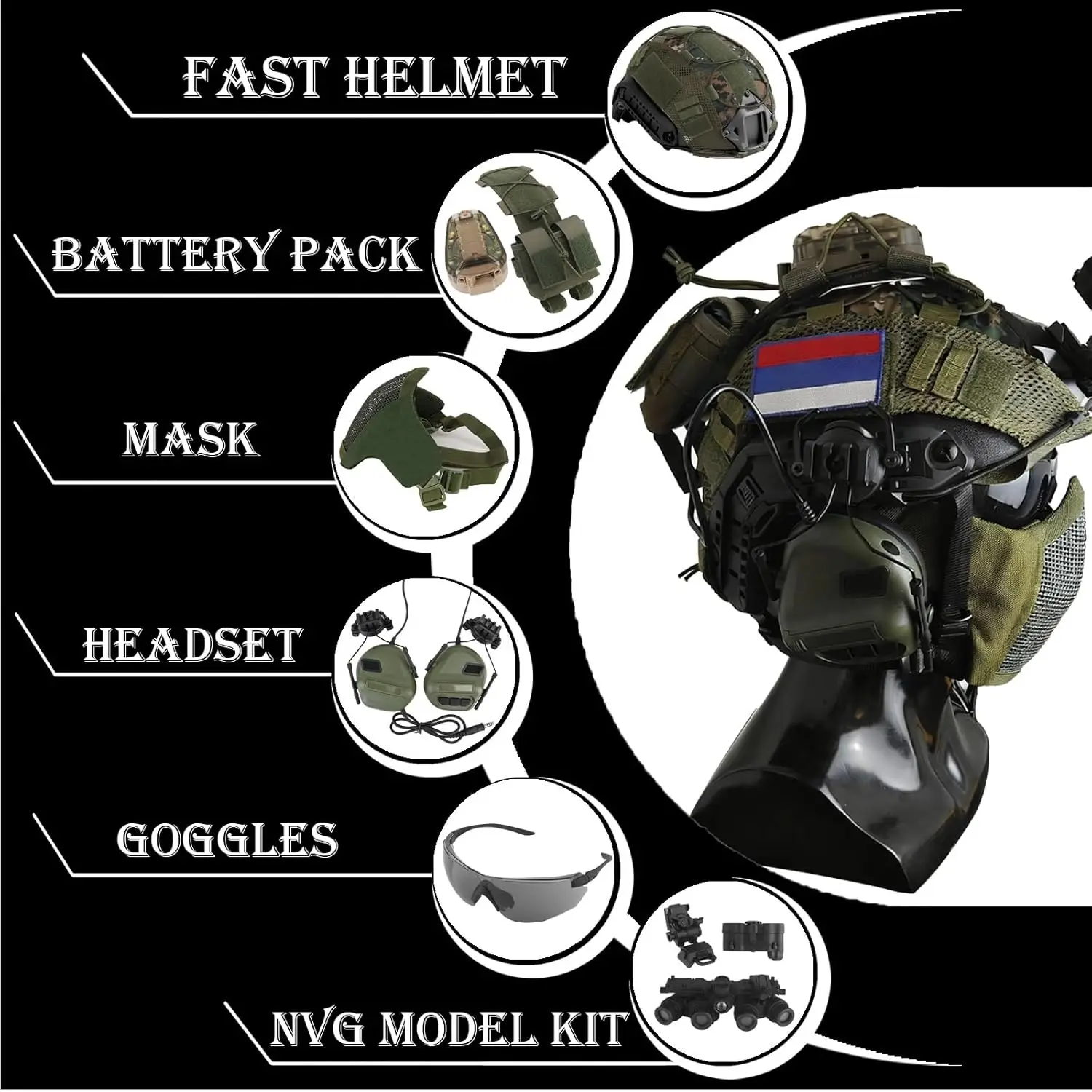 Russian Military Style Airsoft Helmet Set with Half Face Steel mesh Mask Camo Tactical Bump Gear for Paintball Outdoor Sports
