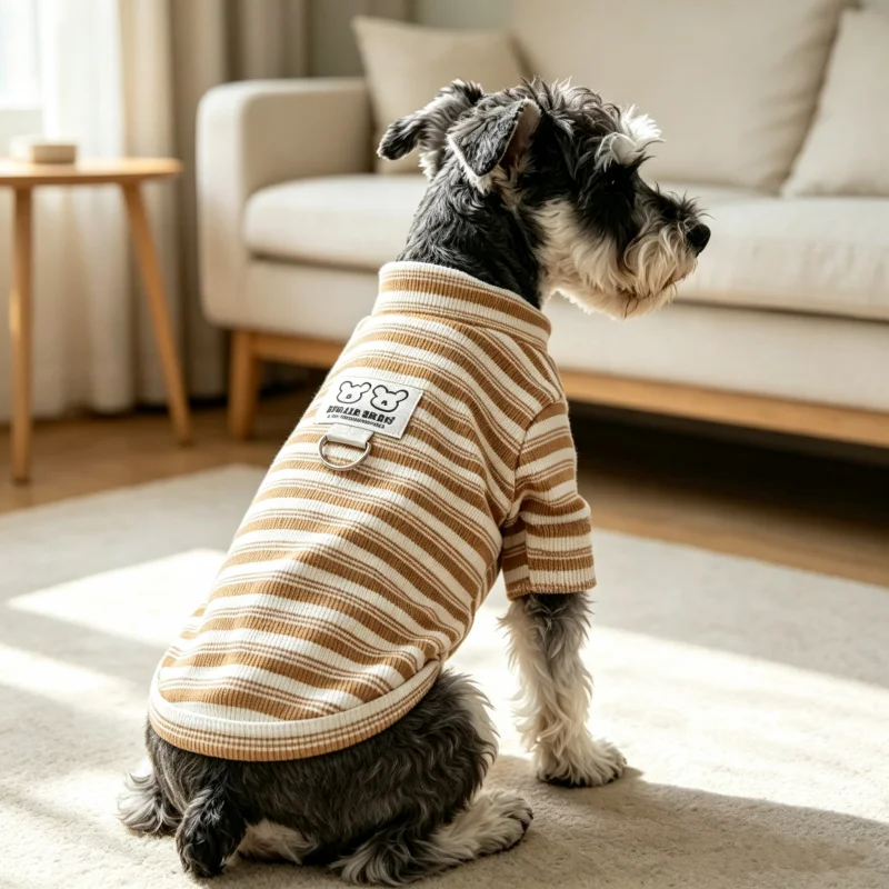 Fleece-Hundeweste für Herbst und Winter, weiche gestreifte Hundekleidung, Katzenkleidung, Chihuahua- und Bichon-Kostüm, dünne Hundehoodies – Detail 7