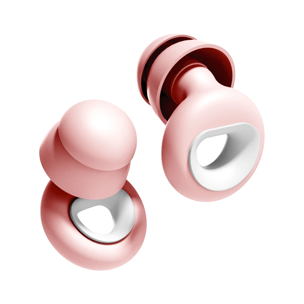 Double‑layer Reusable Silicone Earplugs, Waterproof Noise Reducing Ear Inserts for Night Sleep, Swimming and Noisy Dorm Environm