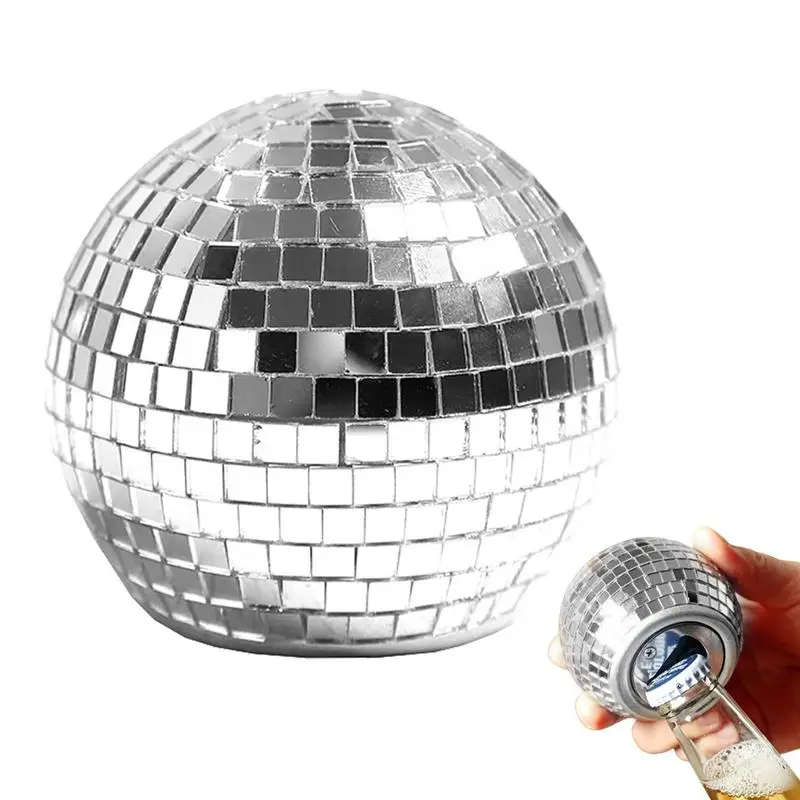 Beer Opener Mirror Design Disco Ball Shape Beer Catcher Mirror Design Opener Dj Lighting Reflection Colorful Mirror Ball Decor