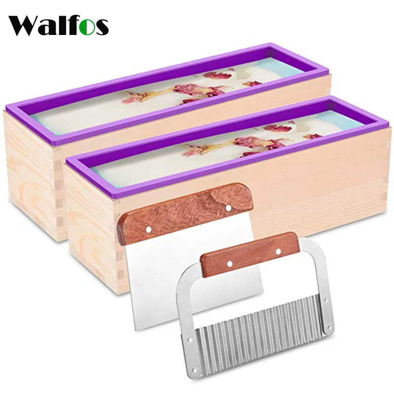 WALFOS 1200g Silicone Soap Mould Rectangular Toast Loaf Mold Handmade Form Soap Making Tool Supplies Wooden Box Cake Decorating