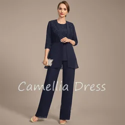 New Scoop Neck Mother Of The Bride Dress Pantsuit Separates A Line Chiffon Lace Formal Dresses Vestidos Mae Da Noiva Casamentos