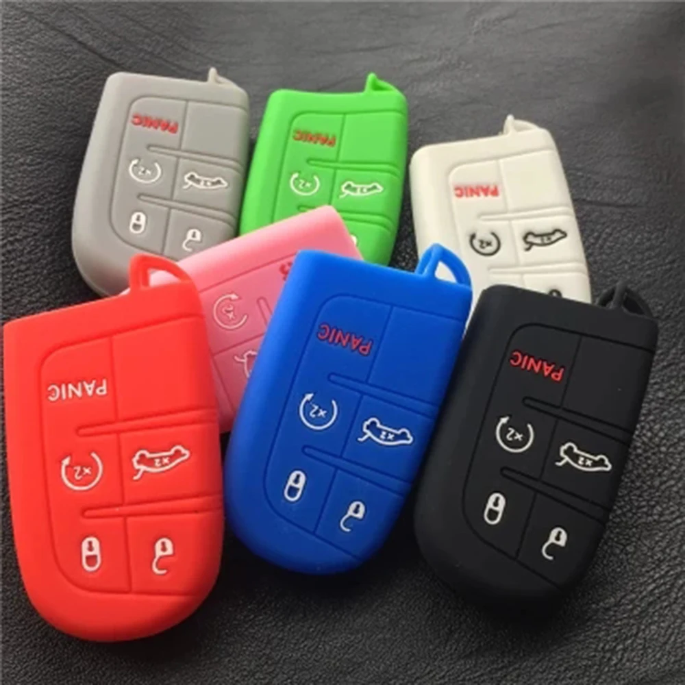 5 Buttons Remote Car Case Key Bag Silica Gel Holder Shell Anti-Drop Auto Accessories  For Dodge Viper Durango Challenger Journey