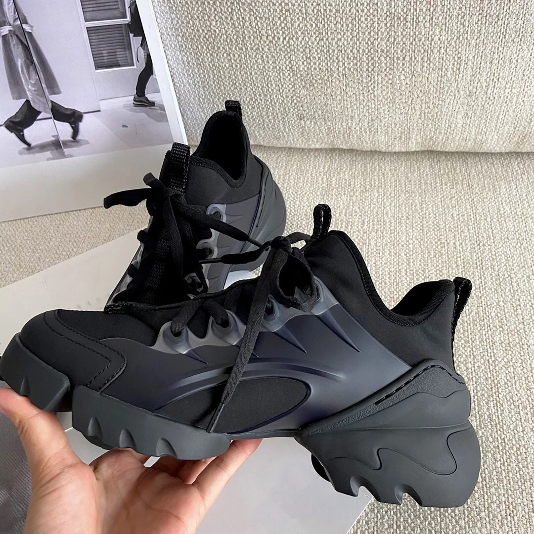 Brand Discount Women's Platform Sneakers Leather-Trimmed Lace-Up Chunky Shoes Platform Casual Walking Shoes Outdoor Running Shoe view 5
