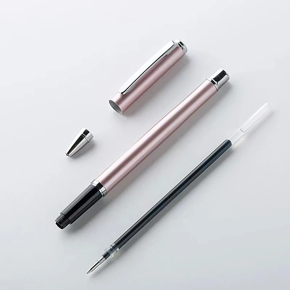 2 Stück Metall-Gelstift, Tintenroller, Caneta руedad, Kugelschreiber, 0,5 mm, Signierstifte für Büro, Studenten, Business, Schreibwaren – Detail 2