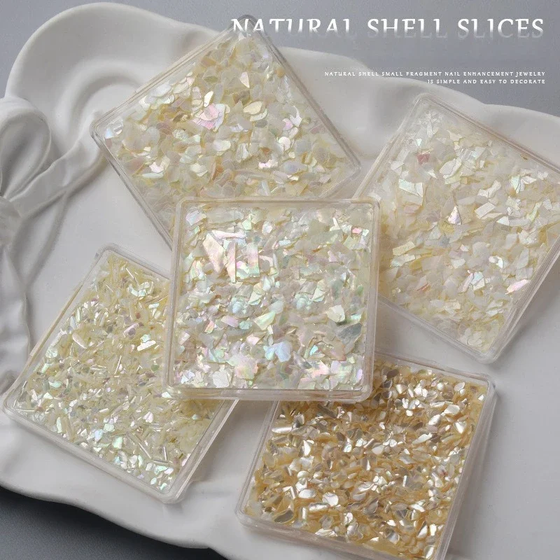 1Set Japanese Style Mini Iridescent Crushed Abalone Shell Fragments, Ultra Thin Shell Pieces Nail Charms for Gel Nail DIY Decor