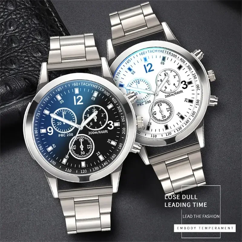 Mode hommes Bracelet montres ensemble de luxe hommes sport argent acier inoxydable montre à Quartz homme d'affaires montre-Bracelet décontractée