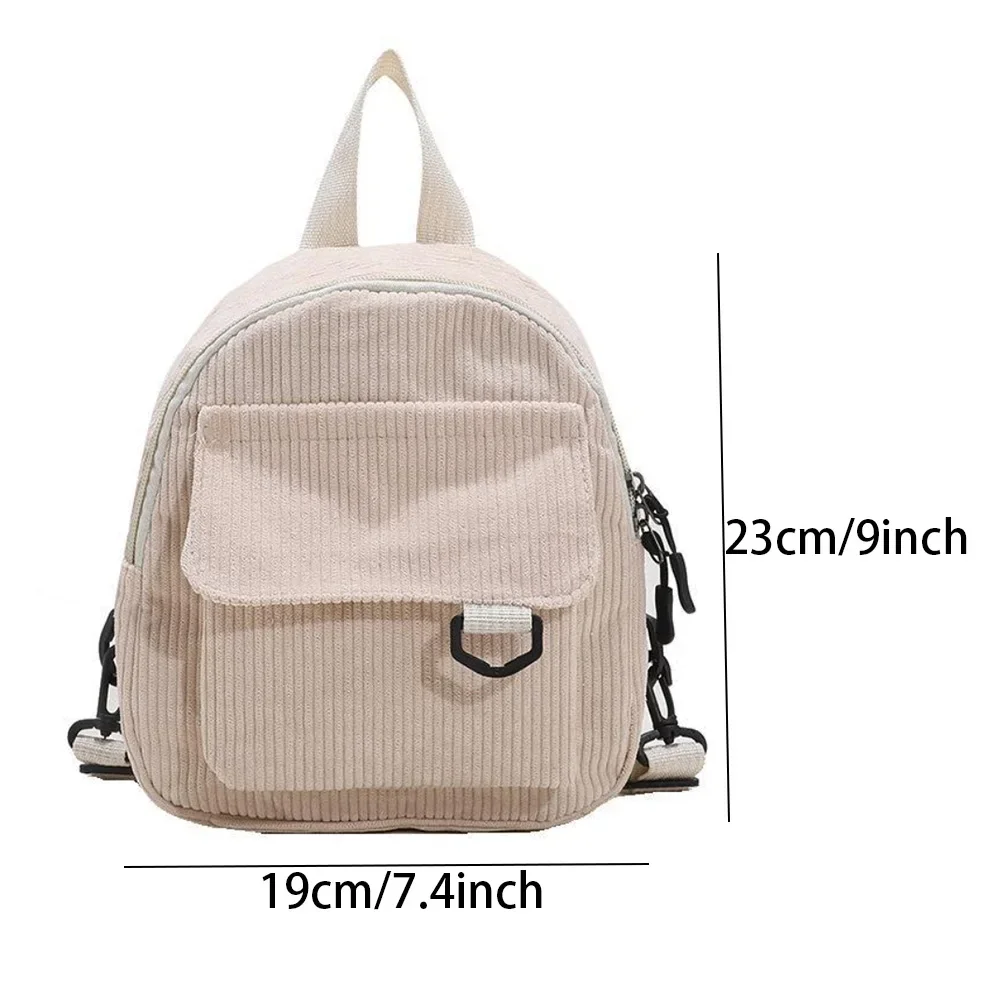 Women\'s Mini Backpack Fashion Solid Color Corduroy Small Simple Casual Traveling Large Capacity Durable Female\'s Schoolbag