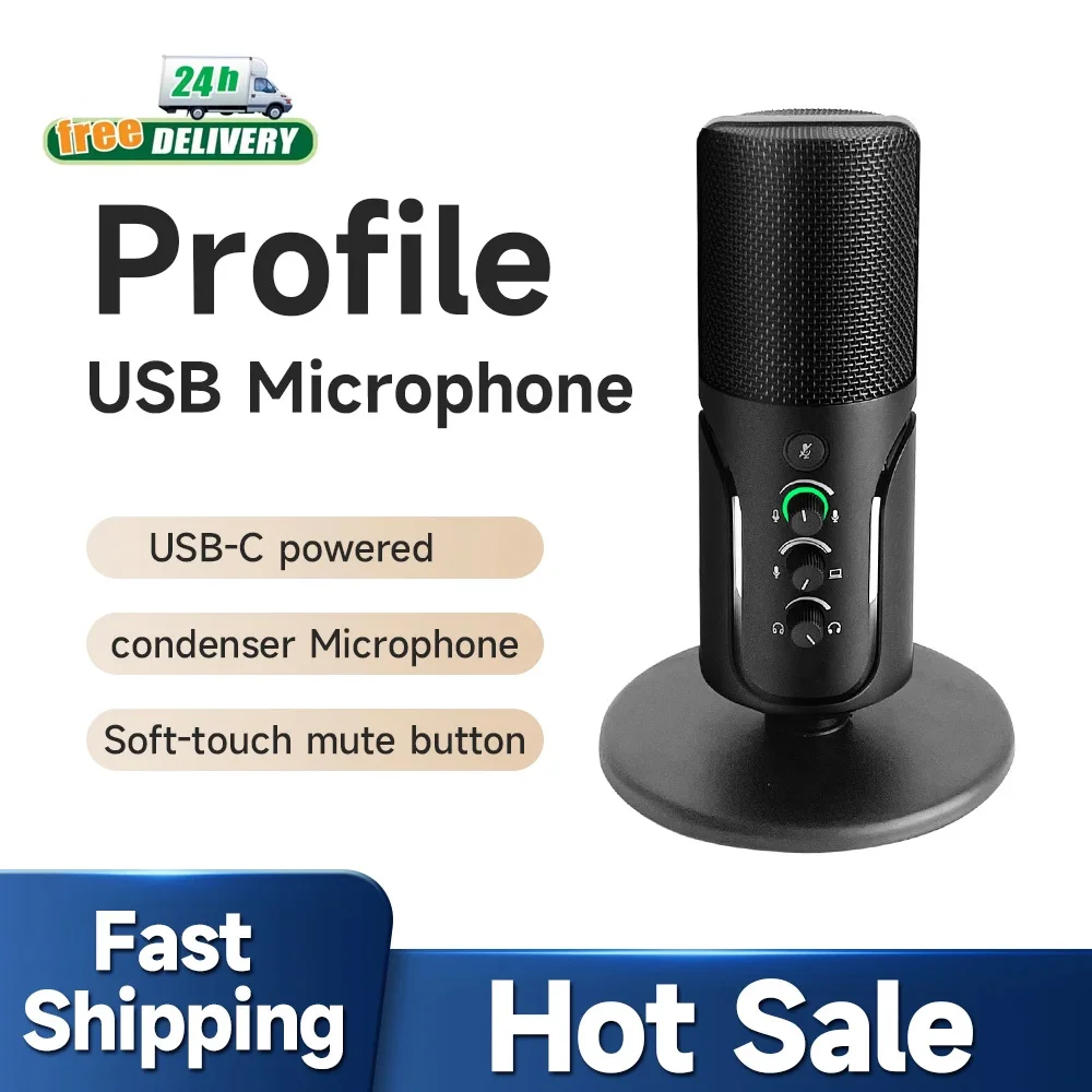 

New Profile USB Microphone Computer Mobile Game Live Streamer Recording Web-learning Professional Condenser Studio Microphone