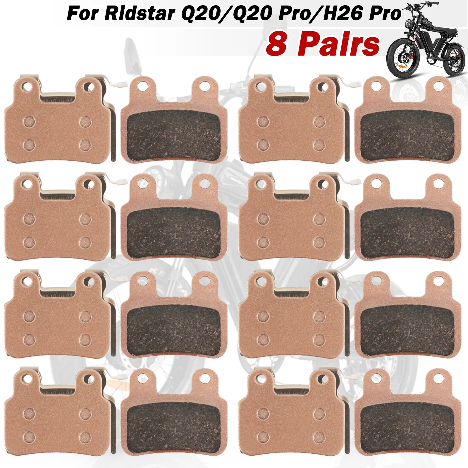 

Semi-metal Ebike Brake Pads Compatible with Ridstar Q20/Q20Pro H26Pro EKX X2 X21 Freego X2 XD-KLBS-DOTS XOD Calipers Set
