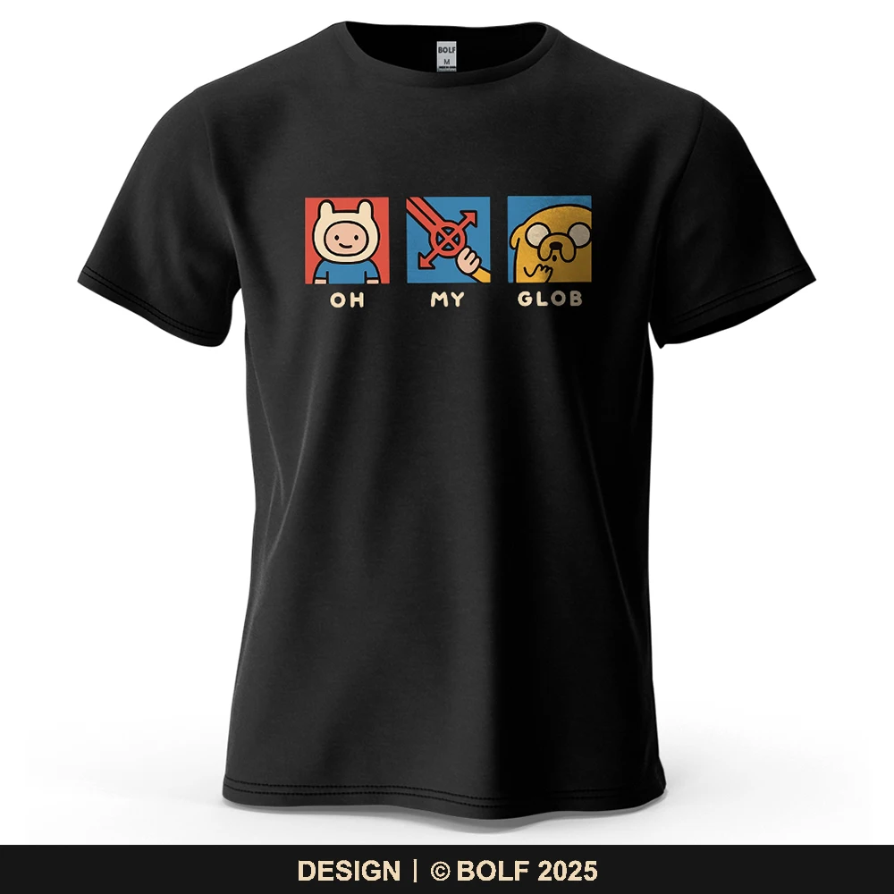 OH MY GLOB Herren-T-Shirt mit Cartoon-Aufdruck, 100 % Baumwolle, übergroß, lebendige Grafik-T-Shirts für Damen, Tops, T-Shirts, lässige Streetwear