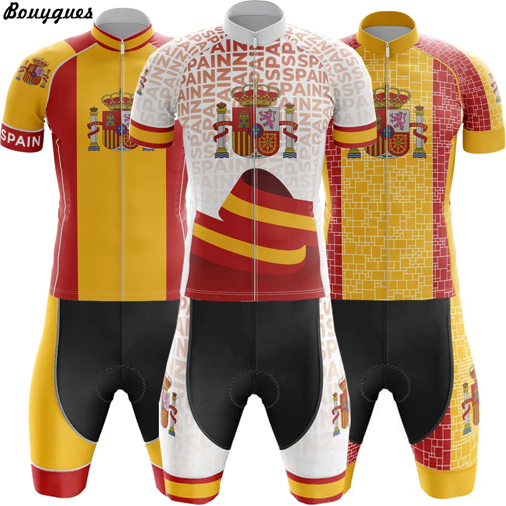 Spain Premium style Cycling Jersey Set Summer MTB Race Bicycle Clothing Short Sleeve Ropa Ciclismo Outdoor Riding Bike Uniform