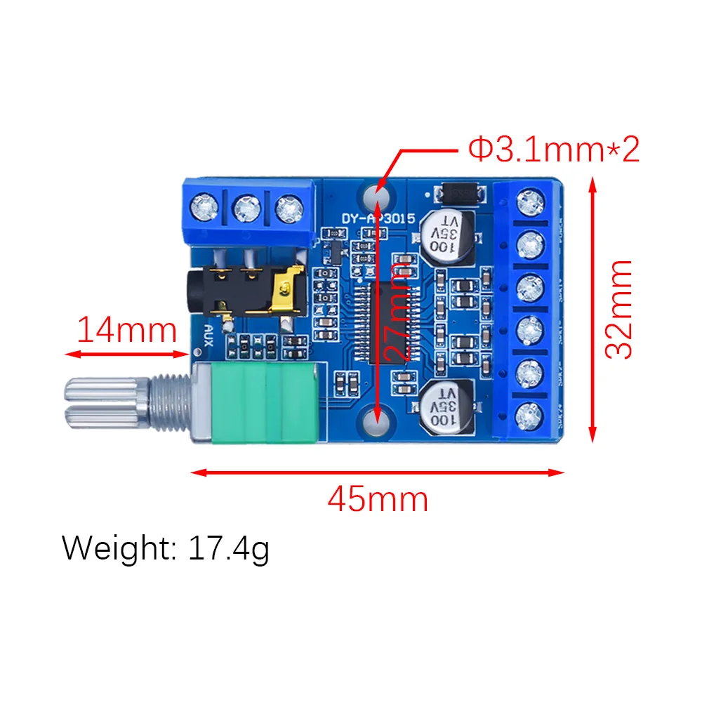 12V/24V Power Supply DIY Power Amplification Module DY-AP3015 30Wx2 High-Power Stereo Digital Amplifier Board