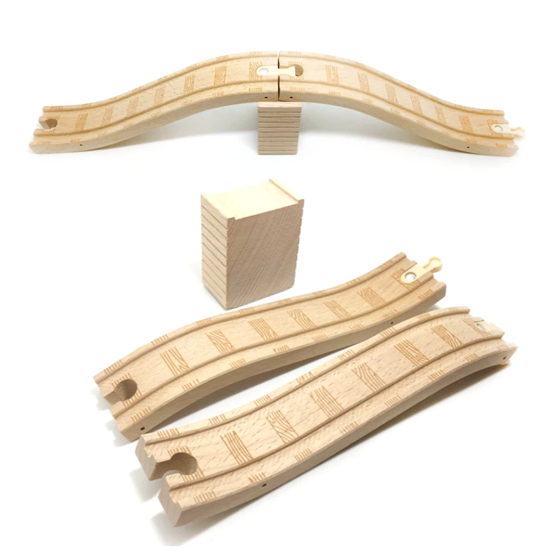 

Free Shipping High Quality Wooden Rail 2 Curved Track Bridge Set Kids Classic Toy Accessories Compatible With Multiple Tracks