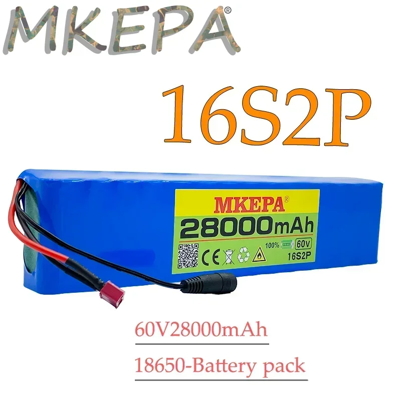 

60V 16S2P 28Ah 18650 Li-ion Battery Pack 67.2V 28000mAh Ebike Electric bicycle Scooter with BMS 1000 Watt BMS plug