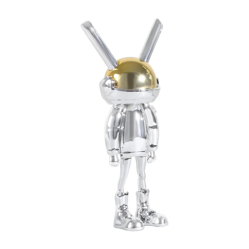 

Modern light luxury home electroplating silver cartoon alien sculpture floor pendulum