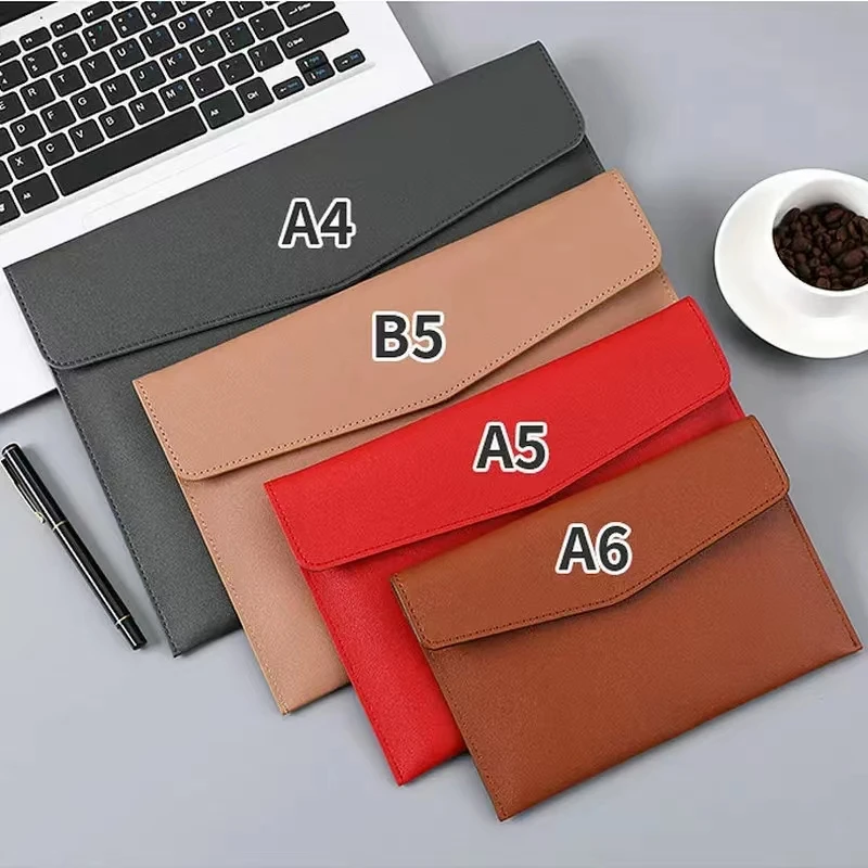 Fashion Leather File Bag For Document Organizer A4 A5 Document Storage Bag Business Contract Bills Document Bag A6