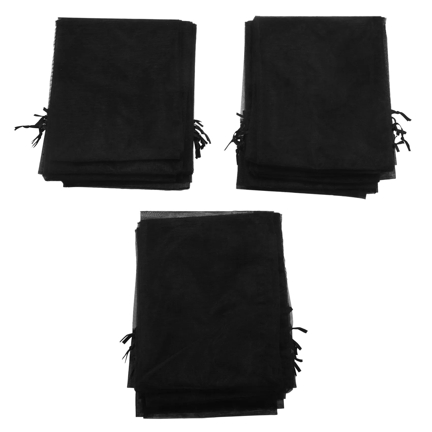 30Pcs Black Organza Wine Bottle Bags, Sheer Mesh Bottle Gift Pouches Wine Covers Dresses with Drawstring for Halloween