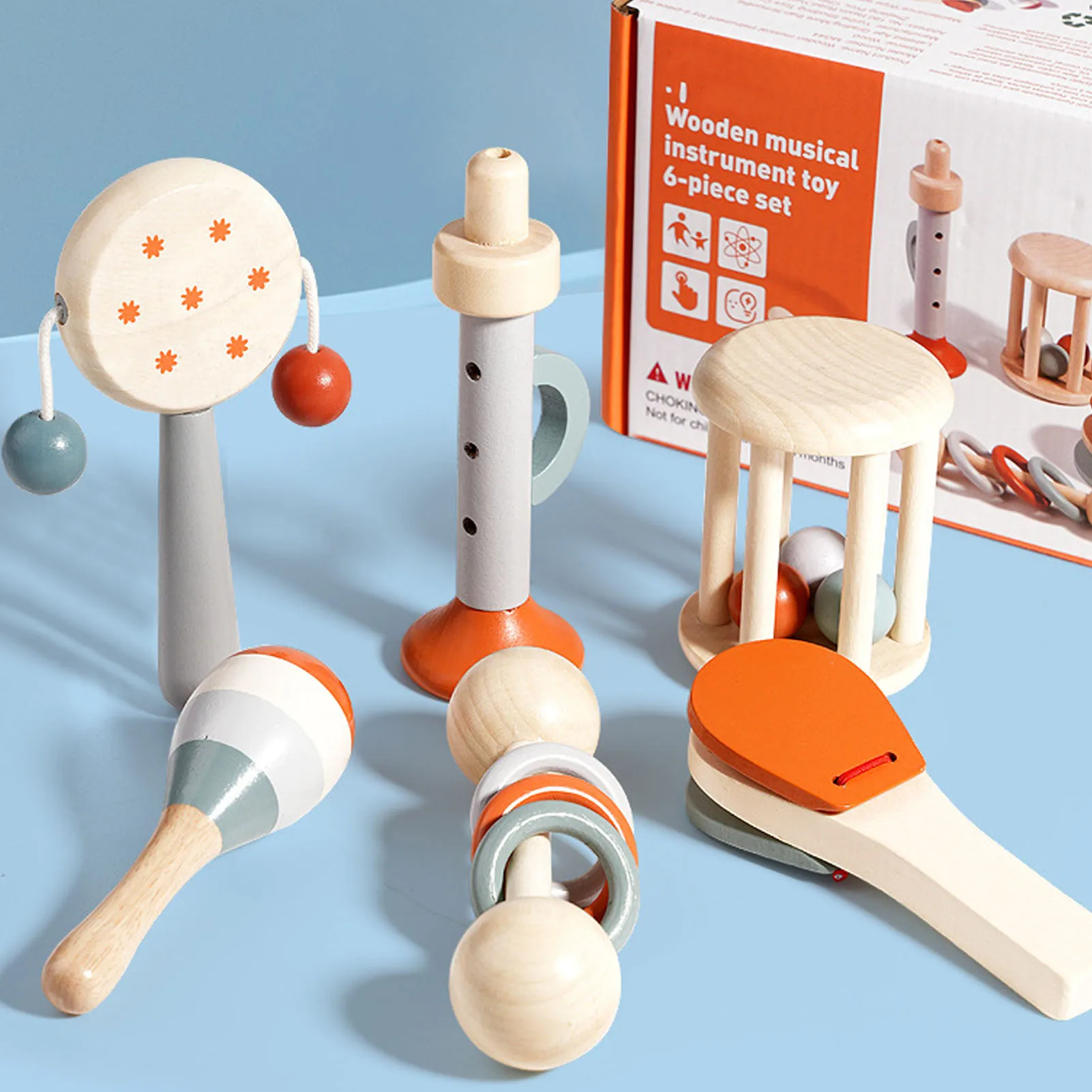 ชุดเครื่องดนตรีไม้สำหรับเด็กเล็ก ของเล่นดนตรีสำหรับเด็กวัยหัดเดิน ชุดเครื่องดนตรีเคาะจังหวะเพื่อการศึกษาด้านดนตรี