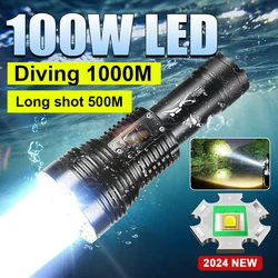 New Scuba Diving Flashlight High Power Underwater Waterproof Professional Dive Flashlights Highlight Submersible Fishing Hunting