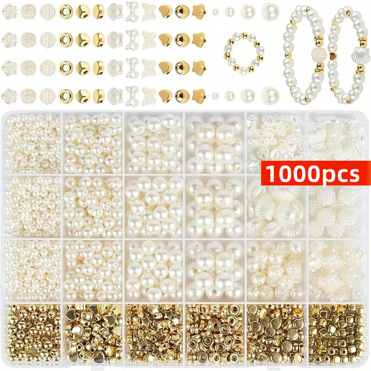 1000pcs White Mixed Acrylic Pearl Polished Loose Beads Set Elegant For DIY Jewelry Decors Handmade Craft Jewelry Making Supplies