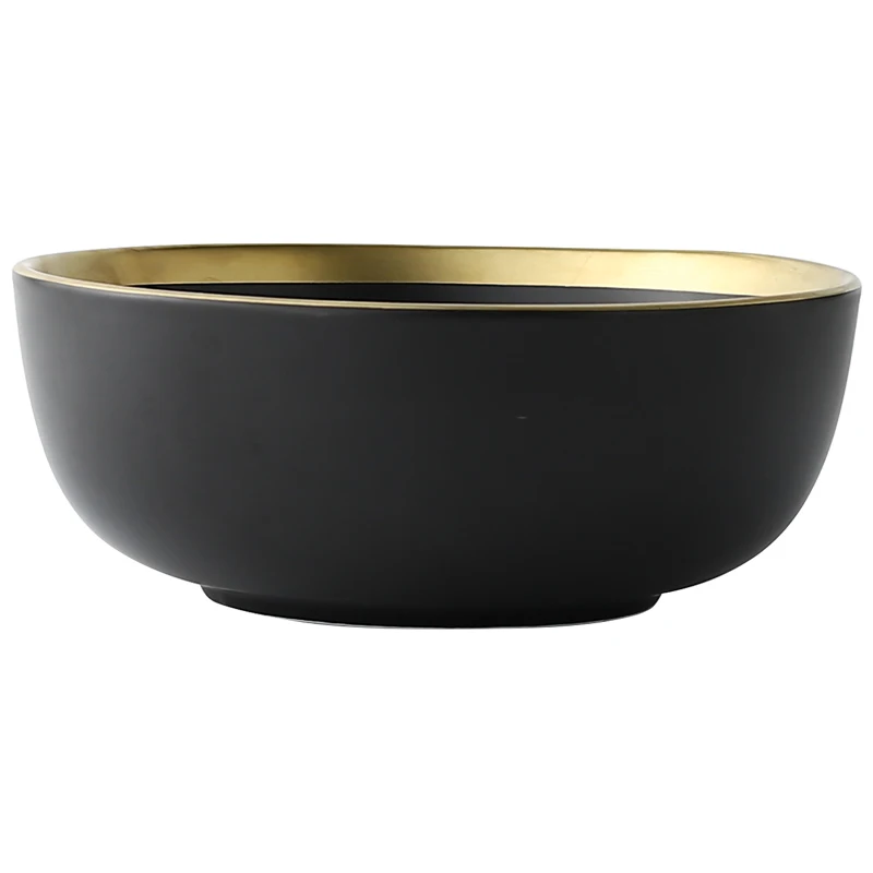 Black White Matte Porcelain Dinner Plate Nordic Gold Stroke Spaghetti Western Plates and Bowls Salad Dishes Kitchen Tableware