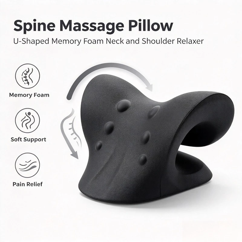 U-shaped Memory Foam Neck Pillow Knitted Polyester Soft Neck Shoulder Support Cushion for Relax