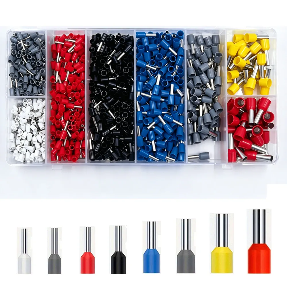320/1200Pcs Insulated Wire Ferrules Kit 0.5-10mm²(22-7AWG) VE Cord End Crimp Terminals Electrical Cable Connector Assortment Box