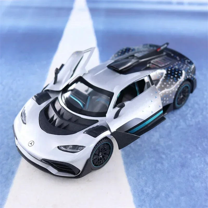 1:24 Mercedes Benz ONE Sports car Simulation Diecast Metal Alloy Model car Sound Light Pull Back Collection Kids Toy Gifts A548