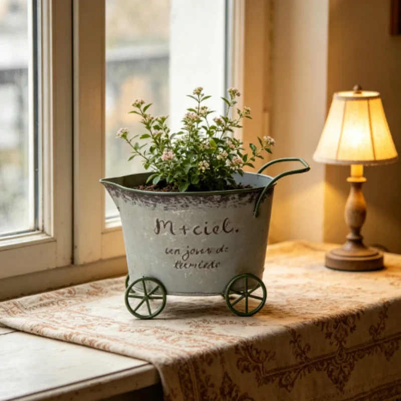 Elliptical Small Cart Appearance Decorated Home Furnishings Grocery Decoration Courtyards Gardens Garden Horticulture Supplies