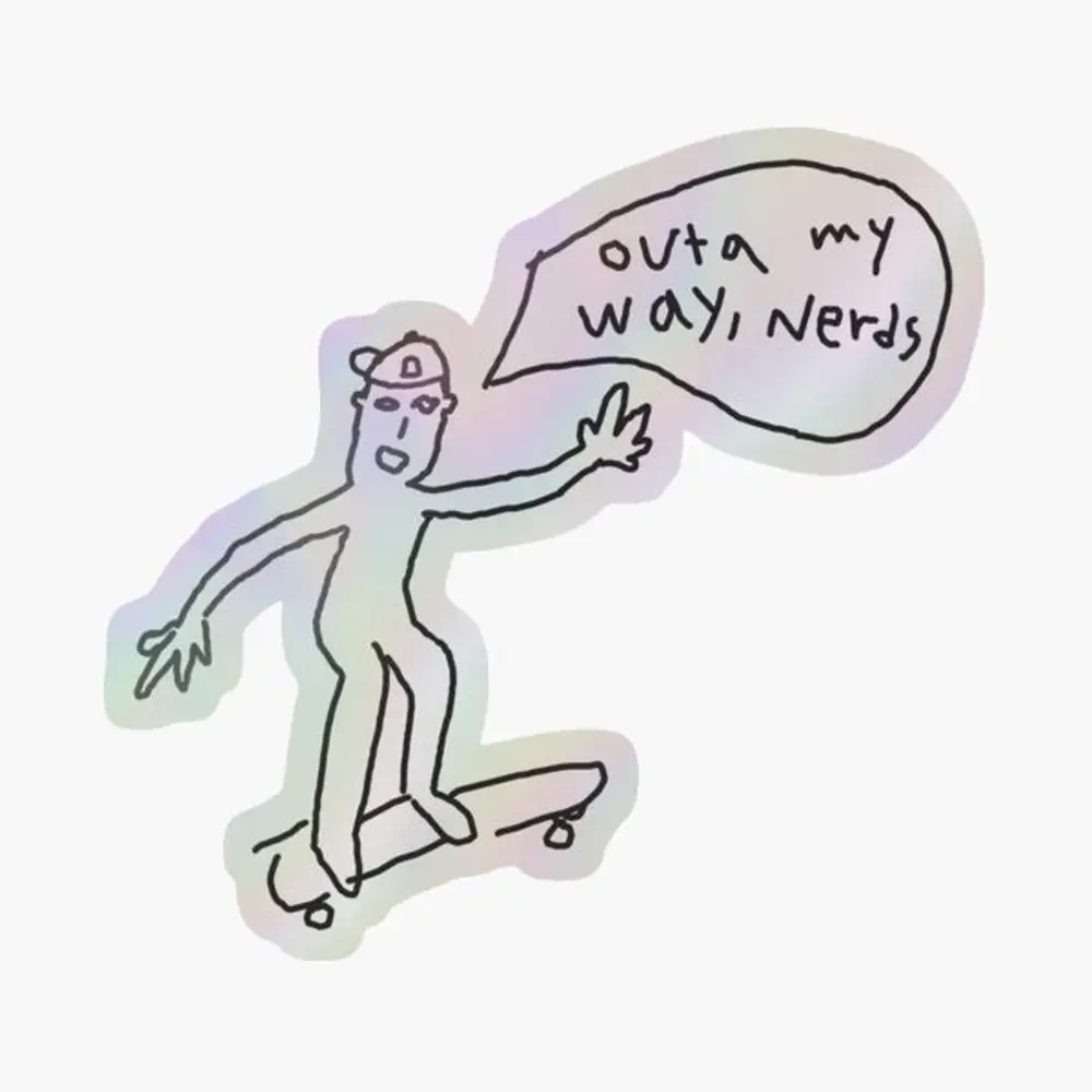 cool_guy Holographic Sticker for Laptop Decor Bedroom Car Cute Cartoon Art Fashionable Public Suitcase