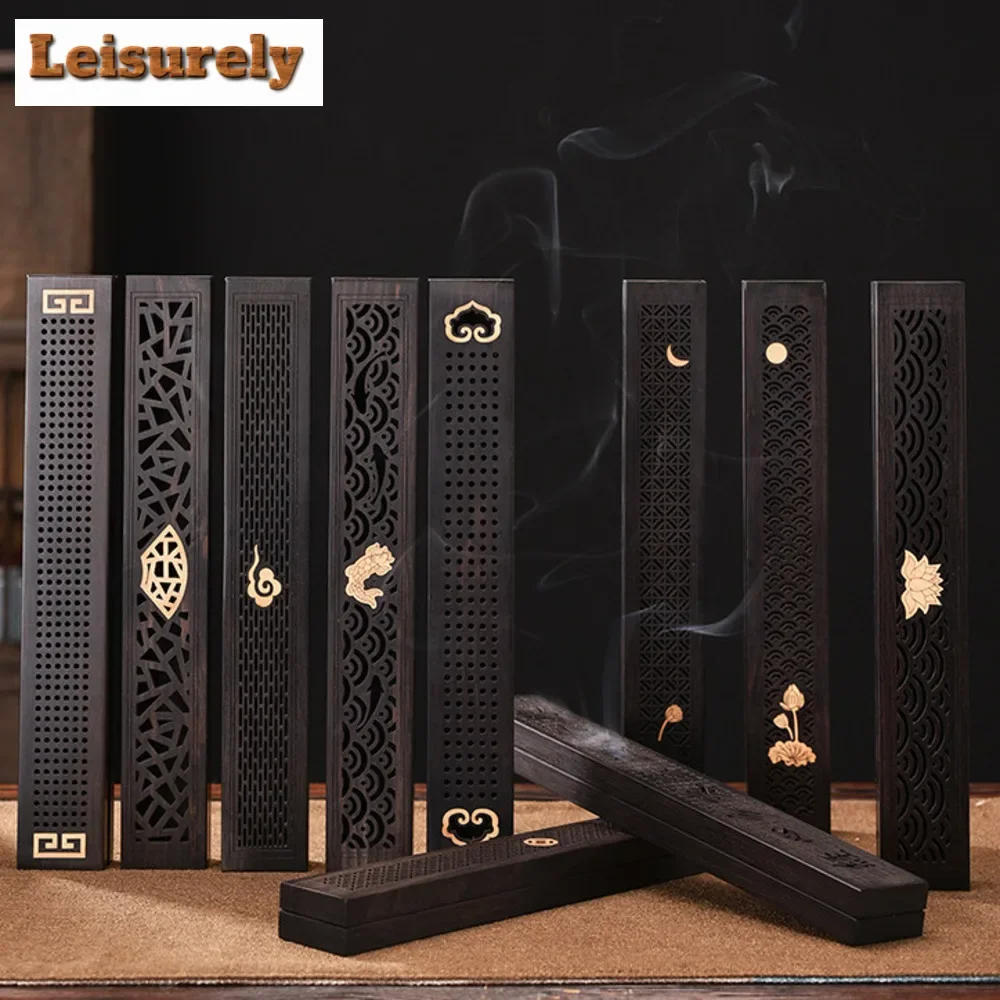 

Ebony Long Incense Box Hollow Craft Household Incense Burner Aromatherapy Furnace Zen Censer Burner Holder Home Decoration Craft