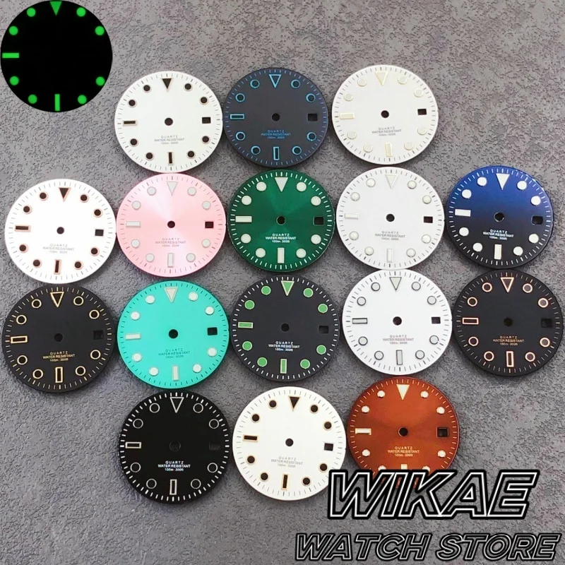 29 mm Sunburst Matte Glossy SUB Zifferblatt Schwarz Weiß Blau Grün Rosa Zifferblatt Leuchtende Passform RONDA 515 Quarzwerk Uhrenteile