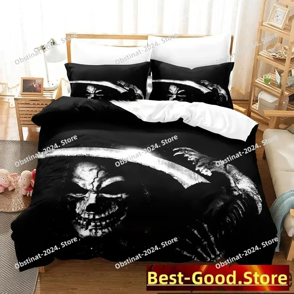 

3D Print Dark Grim Reaper Printed Bed Set Duvet Cover Pillowcase Bedding Set Bed Linen Sheet Quilt Cover Full Queen King Size