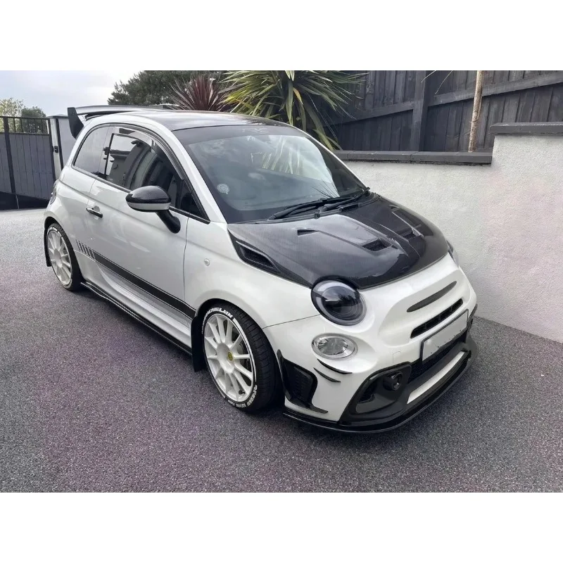 For 2007-2024 Fiat 500 595 695 Abarth DLF6 Style Carbon Fiber Vented Hood Car Engine Bonnet Cover Exterior Tuning Body Kit view 2