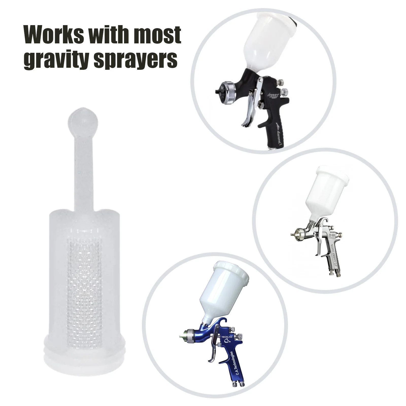 Universal Gravity Spray-Gun Filters Fine Mesh, Disposable Gravity Feed Spray-Gun Paint Strainer Reduce Clogging