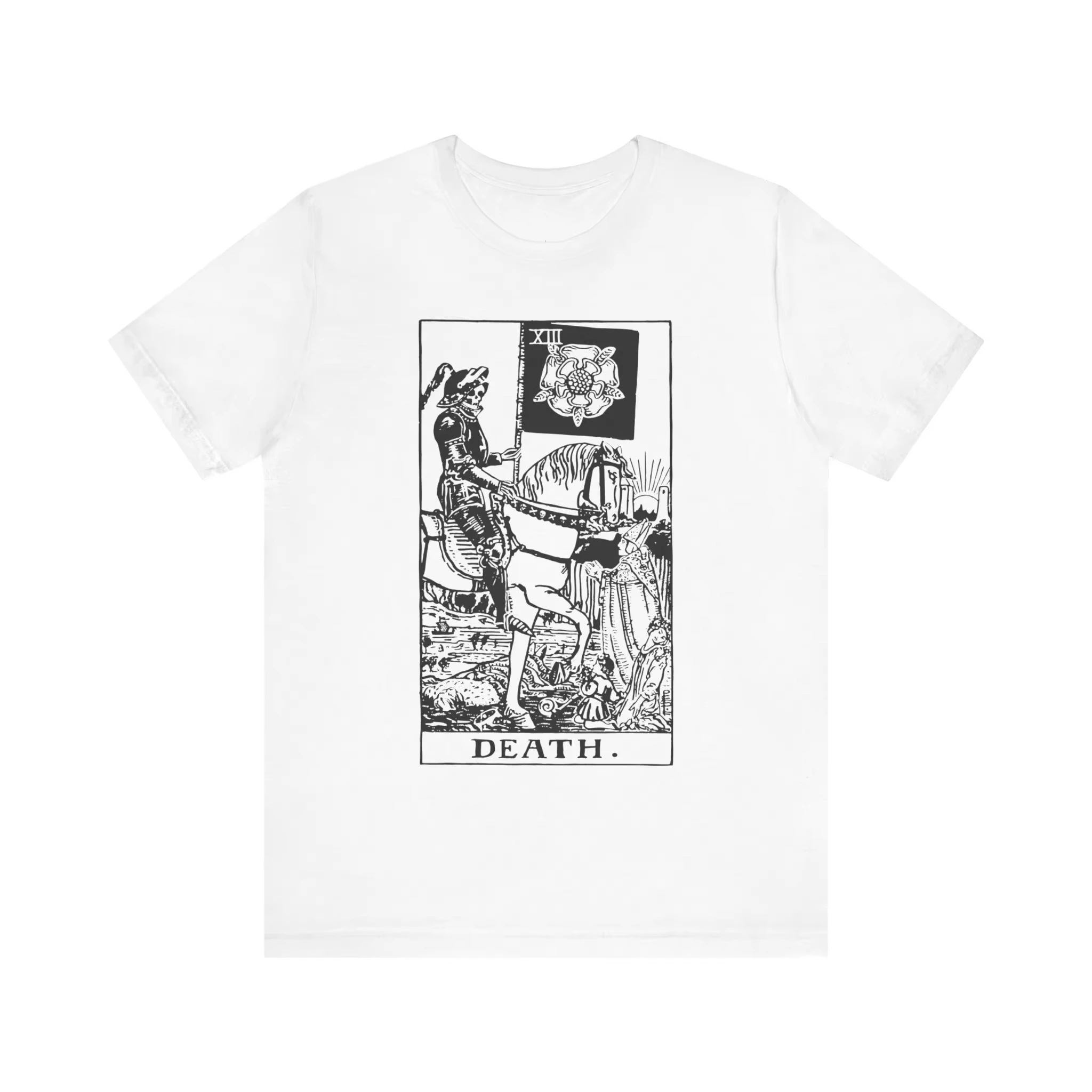 الموت، تي شيرت بطاقة التارو، أركانا الرائدة، قميص غامض، فن عتيق، قراءة التارو السحرية، تي شيرت جيرسي بأكمام قصيرة #2