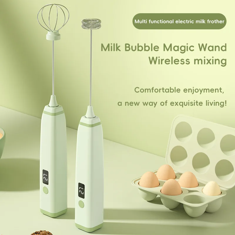 Portable Wireless Electric Mini Hand-Held Frother for Matcha Milk Coffee USB/Battery Powered Commercial Use Automatic Heating