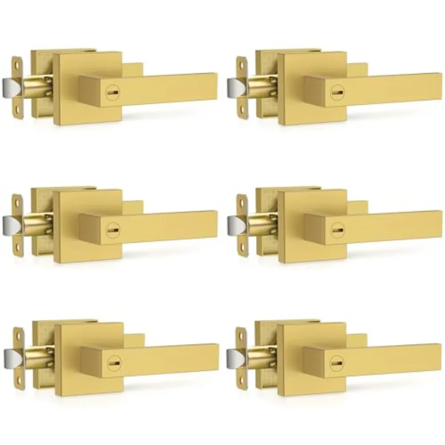 

Door Handles, Interior Door Knob Heavy Duty, Flat Square Privacy Door Locks, Keyless Door Leverset for Bedroom and Bathroom