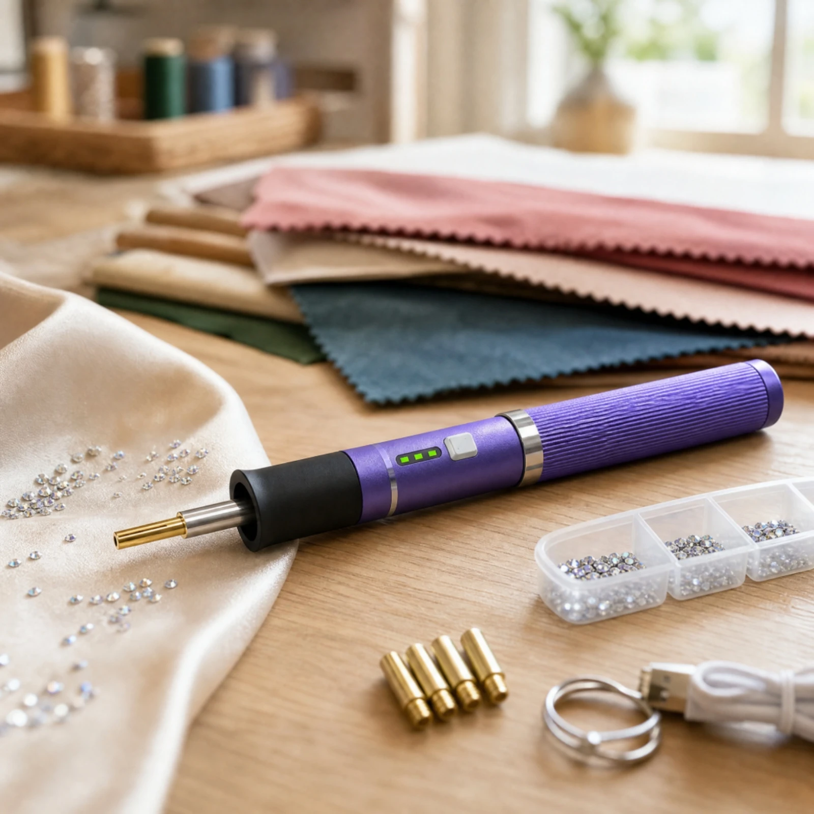 Rhinestone Applicator with Interchangeable Tips Multi-Tip Handheld Heated Rhinestone Applicator DIY Easy to Use