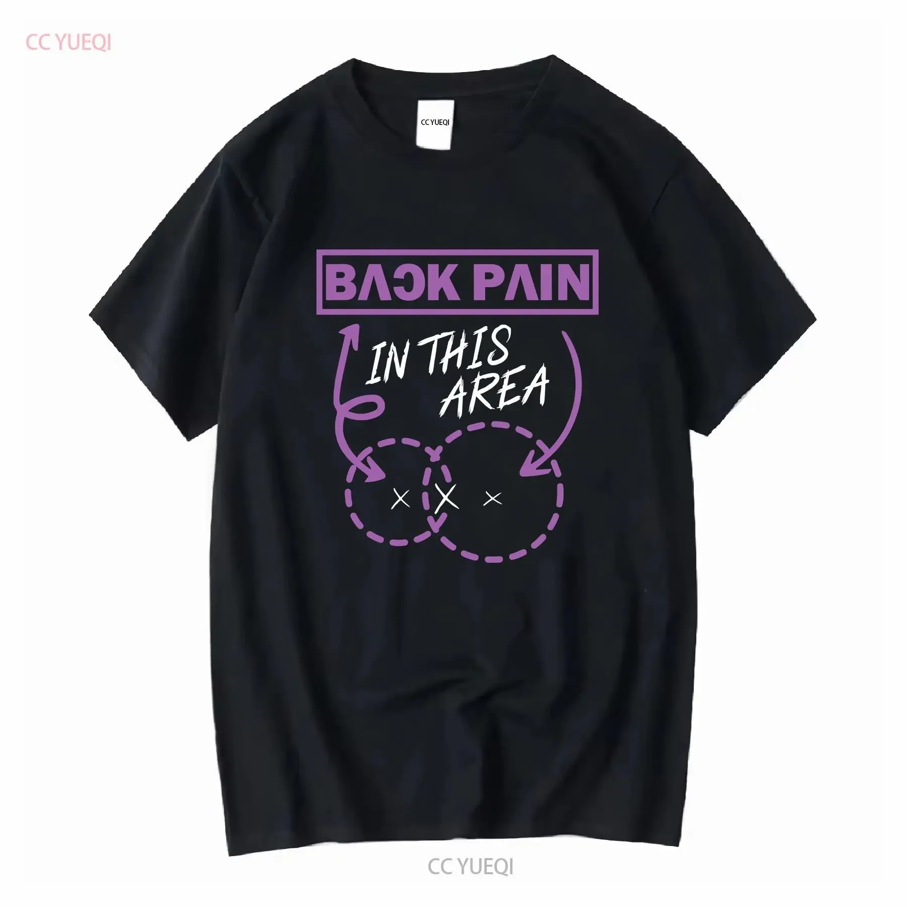 Funny Fun Back Pain In This Area Or Lower T Shirt long short sleeves vintage Washed graphic homme designer clothes Soft