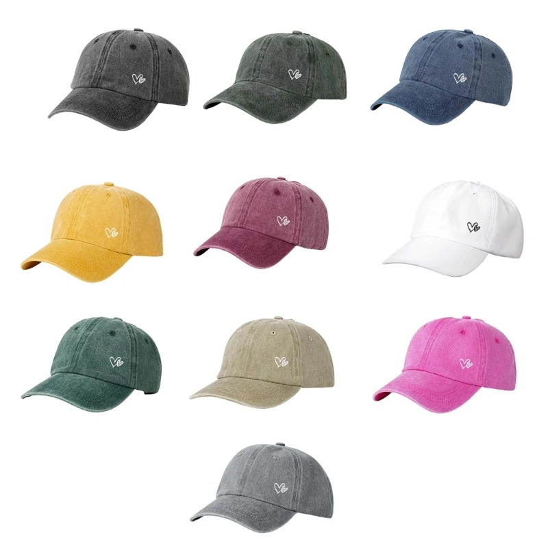 DXAE Adjustable Ponytail Baseball Cap with Double Heart Accent, Sun Hat for Daily Wear, Walks, and Casual Travel Time