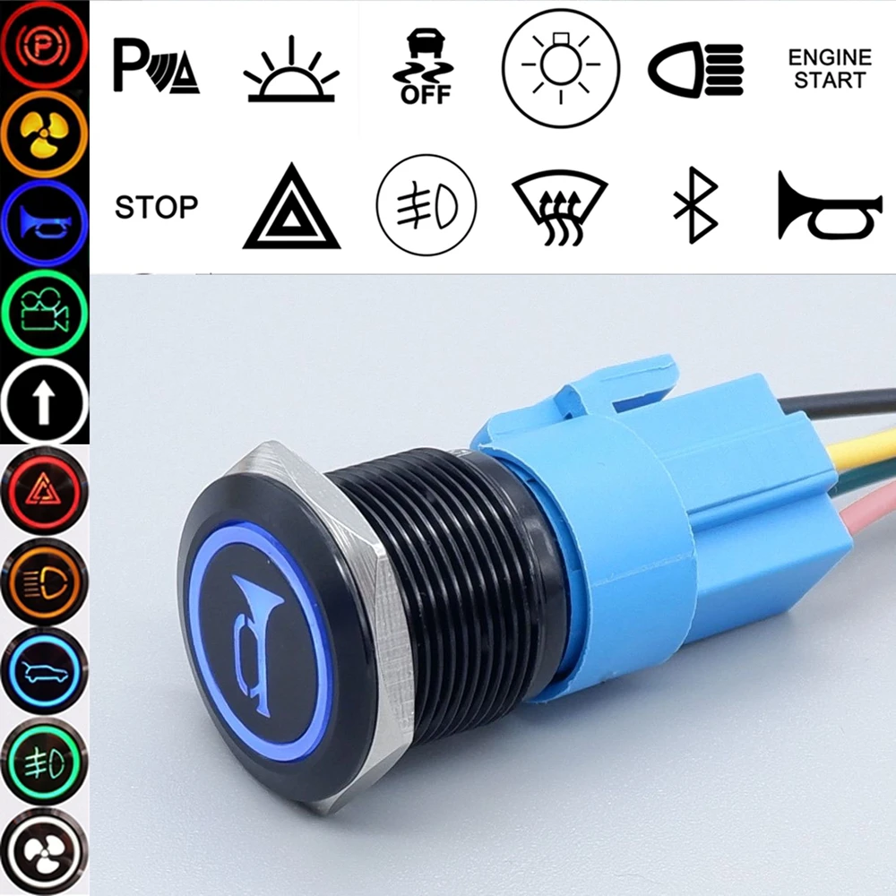 

19mm Metal Push Button Switch Customizable Button PC Power Switch Customization DIY Automobile and Motorcycle refitting LED lamp