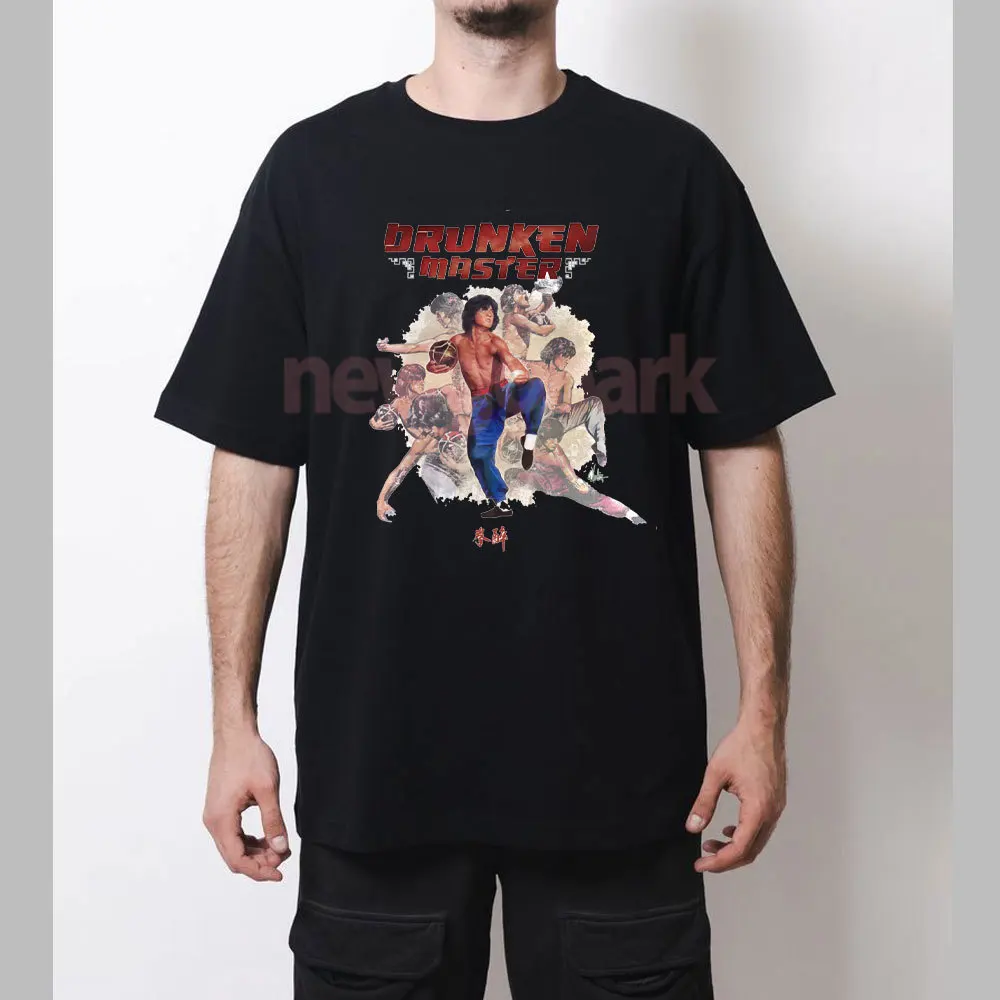 Vintage Drunken Master T-Shirt Jackie Chan Hong Kong Kung Fu Movie Film Graphic T Shirts Woman Man Cotton Short-sleev Adult