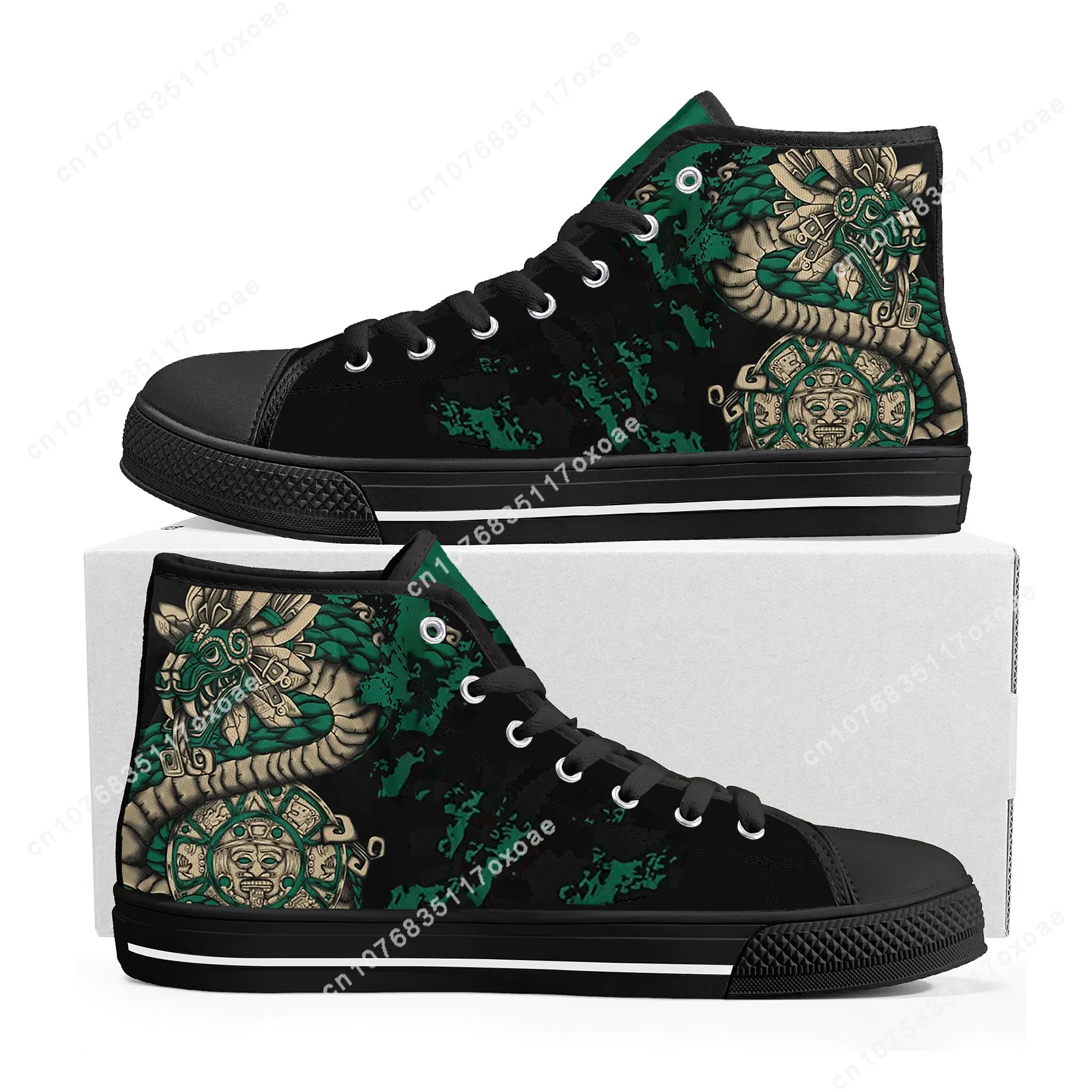 Mexican Aztec Quetzon High Top Sneakers Mens Womens Teenager High Quality Canvas Sneaker couple Casual Shoe Customize Shoes