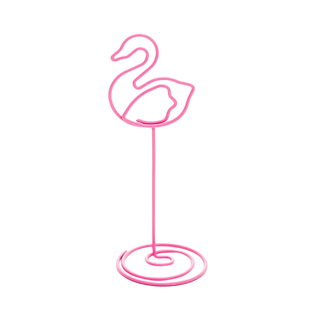 6pcs Pink Heart-Shaped Metal Photo Holder Stand with Spiral Base for Table Number, Menu & Place Card