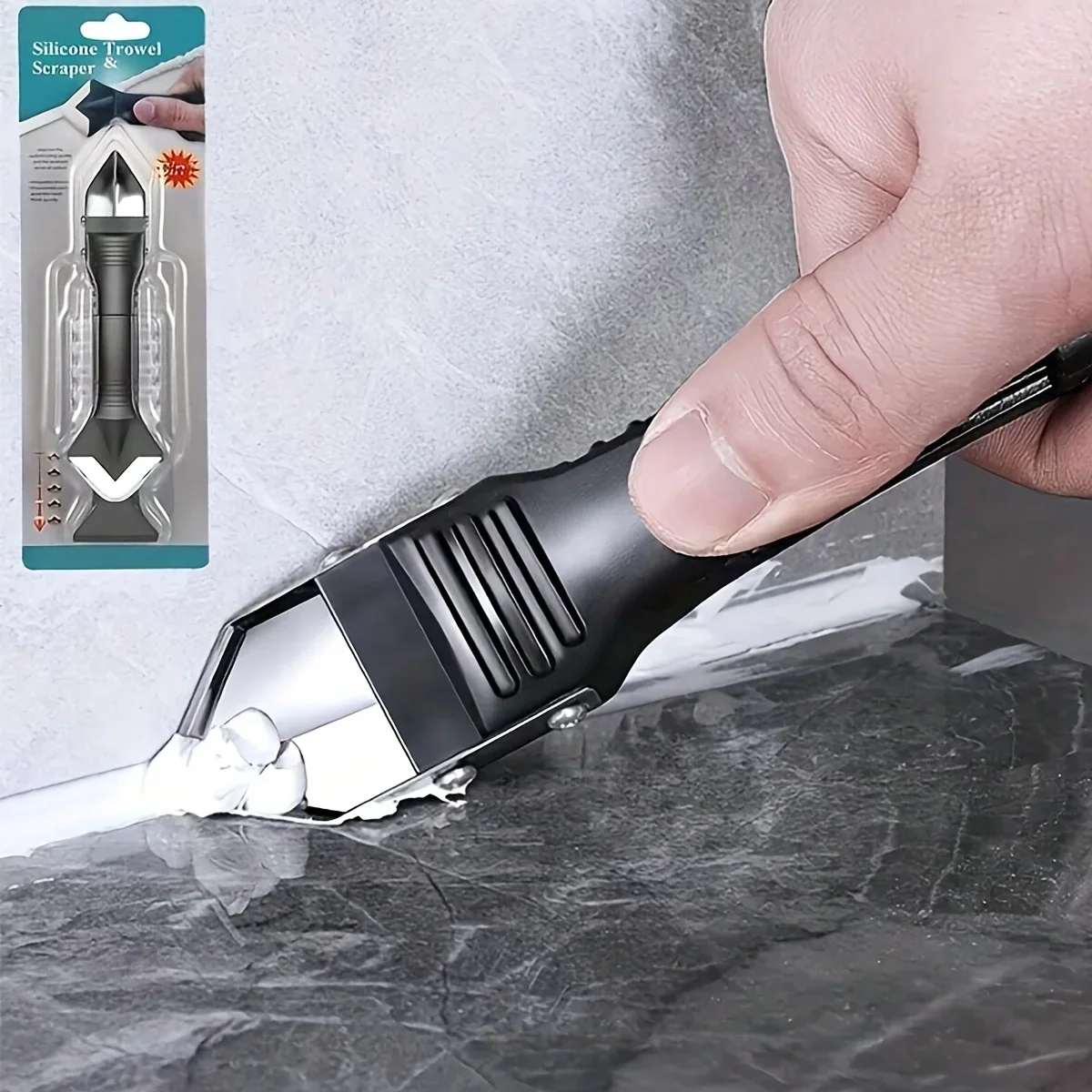 1pc-Silicone Caulking Tool Kit Stainless Steelhead Caulk Remover and Sealant Finishing Tools Grout Scraper